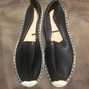 Black faux leather shoes